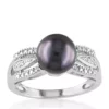 Budget 🛒 Sterling Silver Black Tahitian Pearl and Diamond Ring by Belk & Co. 😀
