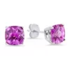 New 🧨 Sterling Silver Cushion-Cut Checkerboard Created Pink Sapphire Stud Earrings (8 Millimeter) by Belk & Co. 🔥