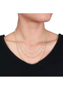 Cheapest 🎁 Chain Necklace in 3-Tone 18k Gold Plated Sterling Silver, 19" by Belk & Co. 🧨 -DealsBelk & Co. Store Belk 22347