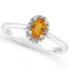 Coupon 🌟 Sterling Silver 6x4mm Oval Citrine Diamond Accent Halo Ring by Belk & Co. 🛒