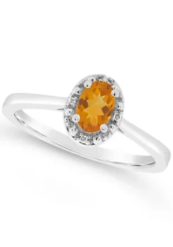 Coupon ๐ Sterling Silver 6x4mm Oval Citrine Diamond Accent Halo Ring by Belk & Co. ๐