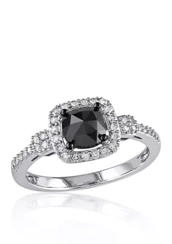 Top 10 🎁 1 ct. t.w. Black and White Diamond Engagement Ring in 14k White Gold by Belk & Co. 👏