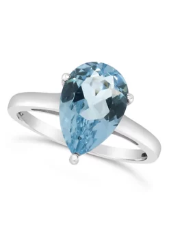New 👏 Sterling Silver 12x8mm Pear Shape Sky Blue Topaz Solitaire Ring by Belk & Co. 🔔 -DealsBelk & Co. Store Belk 22398