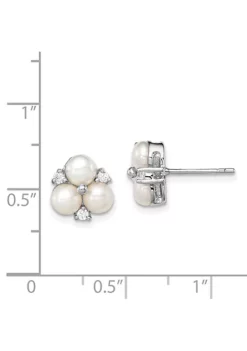 Top 10 😀 Sterling Silver Rhodium-plated 5-6mm White Freshwater Cultured 3-Pearl Cubic Zirconia Post Earrings by Belk & Co. 🥰 -DealsBelk & Co. Store Belk 22405