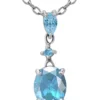 Best Sale 🥰 2.15 ct.t.w. Swiss Blue Topaz and White Topaz Drop Pendant Necklace in Sterling Silver by Belk & Co. 🎁