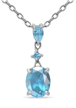 Best Sale 🥰 2.15 ct.t.w. Swiss Blue Topaz and White Topaz Drop Pendant Necklace in Sterling Silver by Belk & Co. 🎁