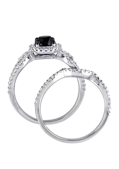 Buy 🎁 1.5 ct. t.w. Black and White Diamond Halo Crossover Bridal Set in 10K White Gold by Belk & Co. 🎁 3 Buy 🎁 1.5 ct. t.w. Black and White Diamond Halo Crossover Bridal Set in 10K White Gold by Belk & Co. 🎁 - Image 3