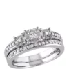 Best Sale 😉 2 Piece 1/4 ct. t.w. Diamond 3 Stone Bridal Set in 10k White Gold by Belk & Co. 💯