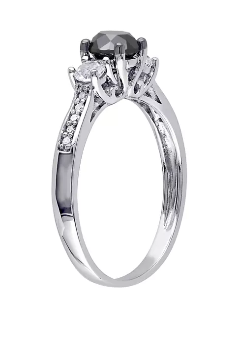 Discount 🎉 4/5 ct. t.w. Black and White Diamond and 1/3 ct. t.w. Lab Created White Sapphire 3 Stone Engagement Ring in 10K White Gold by Belk & Co. ⌛ 2 Discount 🎉 4/5 ct. t.w. Black and White Diamond and 1/3 ct. t.w. Lab Created White Sapphire 3 Stone Engagement Ring in 10K White Gold by Belk & Co. ⌛ - Image 2