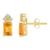 Cheap 😀 14K Gold 6x4 Emerald Cut Citrine 1/8 Cttw Diamond Earrings by Belk & Co. 😉