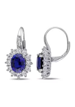 Budget 🤩 8 ct. t.w. Created Blue and White Sapphire Diamond Accent Earrings in Sterling Silver by Belk & Co. 🧨
