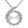 Wholesale 💯 10k White Gold Cultured Freshwater Pearl and Diamond Pendant by Belk & Co. 🔔
