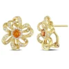 Coupon ✨ 1.56 ct. t.g.w. Madeira Citrine and White Topaz Flower Earrings in 18K Yellow Gold Plated Sterling Silver by Belk & Co. 🌟
