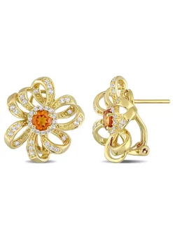 Coupon ✨ 1.56 ct. t.g.w. Madeira Citrine and White Topaz Flower Earrings in 18K Yellow Gold Plated Sterling Silver by Belk & Co. 🌟 -DealsBelk & Co. Store Belk 22474