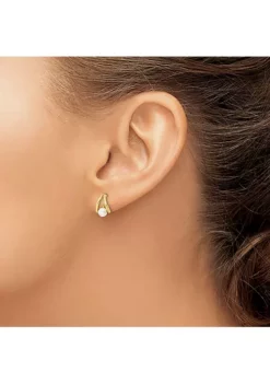 Coupon 🤩 14K Yellow Gold Polished Freshwater Cultured Pearl J-Hoop Earrings by Belk & Co. ⌛ -DealsBelk & Co. Store Belk 22477