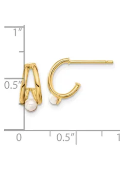 Coupon 🤩 14K Yellow Gold Polished Freshwater Cultured Pearl J-Hoop Earrings by Belk & Co. ⌛ -DealsBelk & Co. Store Belk 22478