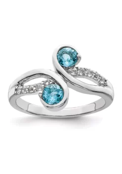 Best Pirce 👍 3/4 ct. t.w. Light Swiss Blue Topaz and White Topaz Swirl Ring in Rhodium-Plated Sterling Silver by Belk & Co. ❤️ -DealsBelk & Co. Store Belk 22487