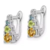 Best Pirce ⭐ 3/4 ct. t.w. Peridot, Citrine, Swiss Blue Topaz and White Topaz Hinged Earrings in Rhodium-Plated Sterling Silver by Belk & Co. 🔥