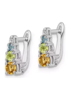 Best Pirce ⭐ 3/4 ct. t.w. Peridot, Citrine, Swiss Blue Topaz and White Topaz Hinged Earrings in Rhodium-Plated Sterling Silver by Belk & Co. 🔥 -DealsBelk & Co. Store Belk 22490