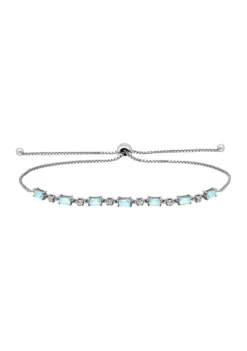 Cheap 💯 2.31 ct. t.w. Blue Topaz and Diamond Bolo Bracelet, Sterling Silver by Belk & Co. 😀