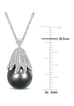 Best deal 💯 10-11mm Black Tahitian Cultured Pearl & Diamond Accent Pendant with Chain in 14k White Gold by Belk & Co. 👏 -DealsBelk & Co. Store Belk 22524