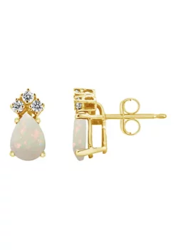 Best reviews of 💯 14K Gold 7x5 Pear Shape Opal 1/8 Cttw Diamond Earrings by Belk & Co. 🔔