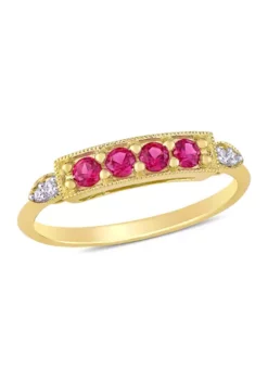 Budget 💯 3/8 ct. t.w. Created Ruby and Diamond Accent Ring in 10k Yellow Gold by Belk & Co. 🛒 -DealsBelk & Co. Store Belk 22534