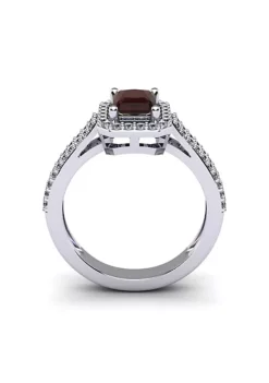 Best Pirce 👍 1 1/2cttw Octagon Shape Garnet and Halo Diamond Ring In Sterling Silver by Belk & Co. 🤩 -DealsBelk & Co. Store Belk 22537