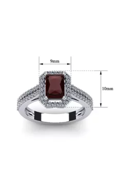 Best Pirce 👍 1 1/2cttw Octagon Shape Garnet and Halo Diamond Ring In Sterling Silver by Belk & Co. 🤩 -DealsBelk & Co. Store Belk 22538