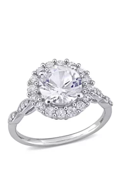 Brand new 🎁 3.2 ct. t.w. Created White Sapphire and Diamond Accent Halo Engagement Ring in 10k White Gold by Belk & Co. 🔔