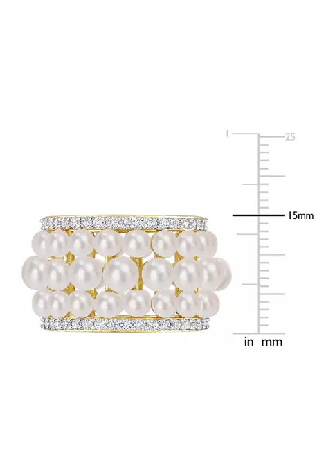 Wholesale ๐ฅฐ Freshwater Cultured Pearl and 1.6 ct. t.w. Created White Sapphire Triple Row Ring in Yellow Plated Sterling Silver by Belk & Co. โญ 3 Wholesale ๐ฅฐ Freshwater Cultured Pearl and 1.6 ct. t.w. Created White Sapphire Triple Row Ring in Yellow Plated Sterling Silver by Belk & Co. โญ - Image 3