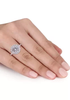 Brand new 🎁 3.2 ct. t.w. Created White Sapphire and Diamond Accent Halo Engagement Ring in 10k White Gold by Belk & Co. 🔔 -DealsBelk & Co. Store Belk 2256