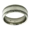Best Sale 👍 8 Millimeter Gents Band with Twist Border in Stainless Steel by Belk & Co. 🥰