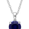 Wholesale 😉 Lab Created 1.61 ct. t.g.w. Created Blue Sapphire Solitaire Pendant with Chain in Sterling Silver by Belk & Co. ✨