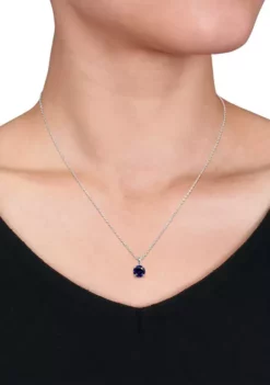 Wholesale 😉 Lab Created 1.61 ct. t.g.w. Created Blue Sapphire Solitaire Pendant with Chain in Sterling Silver by Belk & Co. ✨ -DealsBelk & Co. Store Belk 22580