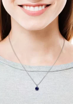 Wholesale 😉 Lab Created 1.61 ct. t.g.w. Created Blue Sapphire Solitaire Pendant with Chain in Sterling Silver by Belk & Co. ✨ -DealsBelk & Co. Store Belk 22582