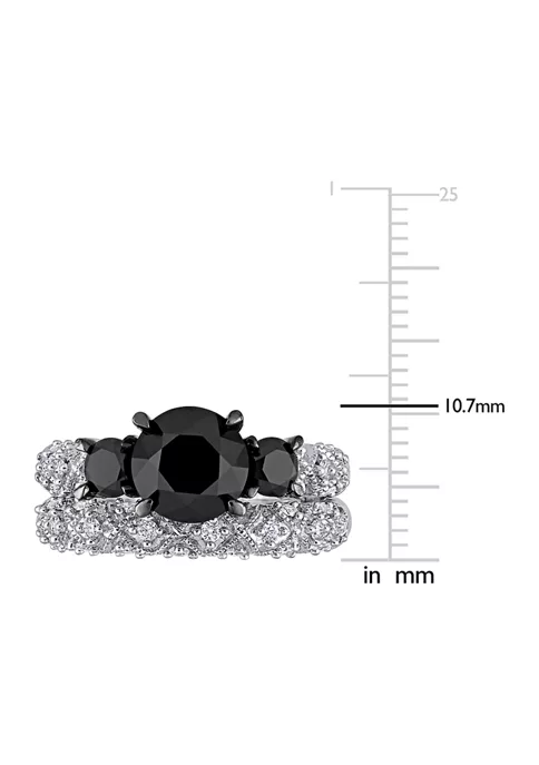 Buy 🧨 3 ct. t.w. Black and White Diamond 3-Stone Vintage Bridal Set in 10k White Gold by Belk & Co. ❤️ 4 Buy 🧨 3 ct. t.w. Black and White Diamond 3-Stone Vintage Bridal Set in 10k White Gold by Belk & Co. ❤️ - Image 4