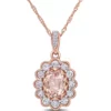Best deal 🎉 3/4 ct. t.w Morganite, 3/5 ct. t.w. White Sapphire, and 1/10 ct. t.w Diamond Accent Pendant with Chain in 10K Rose Gold by Belk & Co. 😉
