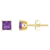New 🔔 14K Gold 4mm Princess Cut Amethyst Earrings by Belk & Co. 🛒