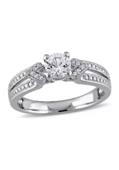 New 🌟 5/8 ct. t.w. Created White Sapphire and Diamond Split Shank Ring in Sterling Silver by Belk & Co. ✨ -DealsBelk & Co. Store Belk 22628