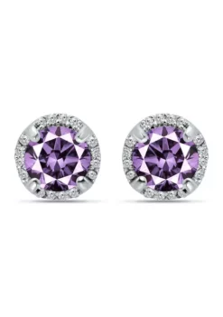 Hot Sale ๐ 1-3/8 ct. 6MM Round Amethyst and White Topaz Hidden Halo Stud Earrings, Sterling Silver by Belk & Co. ๐ฅฐ