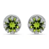 New ⭐ 1-1/5 ct. 6MM Round Peridot and White Topaz Crown Stud Earrings, Sterling Silver by Belk & Co. ✨