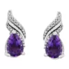 Top 10 🎁 1/10 ct. t.w. Diamond and Amethyst Pear Shape Earrings in Sterling Silver by Belk & Co. 🎁
