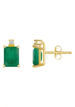 Buy 🌟 14K Gold 6x4 Emerald Cut Emerald Diamond Accent Earrings by Belk & Co. 👍 -DealsBelk & Co. Store Belk 22676