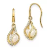 Best reviews of 🥰 14K Yellow Gold White Freshwater Cultured Pearl CZ Cage Dangle Earrings by Belk & Co. 🎁