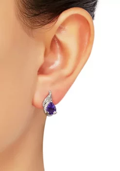 Top 10 🎁 1/10 ct. t.w. Diamond and Amethyst Pear Shape Earrings in Sterling Silver by Belk & Co. 🎁 -DealsBelk & Co. Store Belk 2268