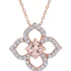 Wholesale ⌛ Morganite and White Topaz Floral Necklace in Rose Plated Sterling Silver by Belk & Co. ⌛