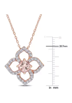 Wholesale ⌛ Morganite and White Topaz Floral Necklace in Rose Plated Sterling Silver by Belk & Co. ⌛ -DealsBelk & Co. Store Belk 22688