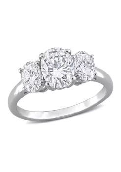 Best deal 🛒 2.25 ct. t.w. Created Moissanite Oval Three-Stone Engagement Ring in Sterling Silver by Belk & Co. 🛒