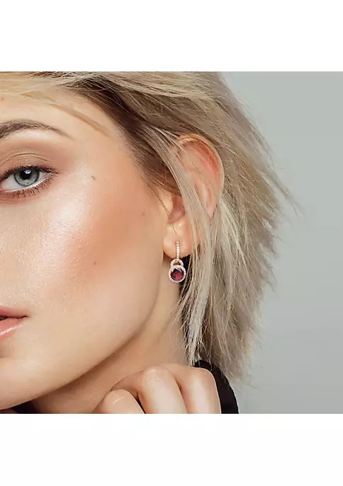 Discount ๐ 4/8 CT TGW White Topaz and Garnet Earrings in Yellow Plated Sterling Silver by Belk & Co. ๐ 4 Discount ๐ 4/8 CT TGW White Topaz and Garnet Earrings in Yellow Plated Sterling Silver by Belk & Co. ๐ - Image 4